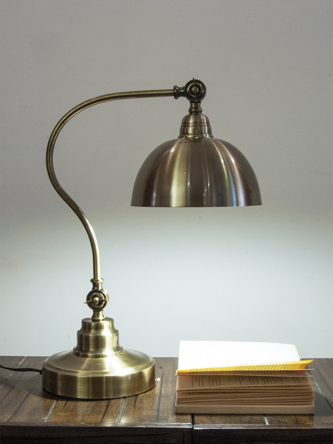 THE LIGHT STORE: Gold-Toned Self Design Bedside Study Lamp THE LIGHT STORE: Gold-Toned Self Design Bedside Study Lamp
