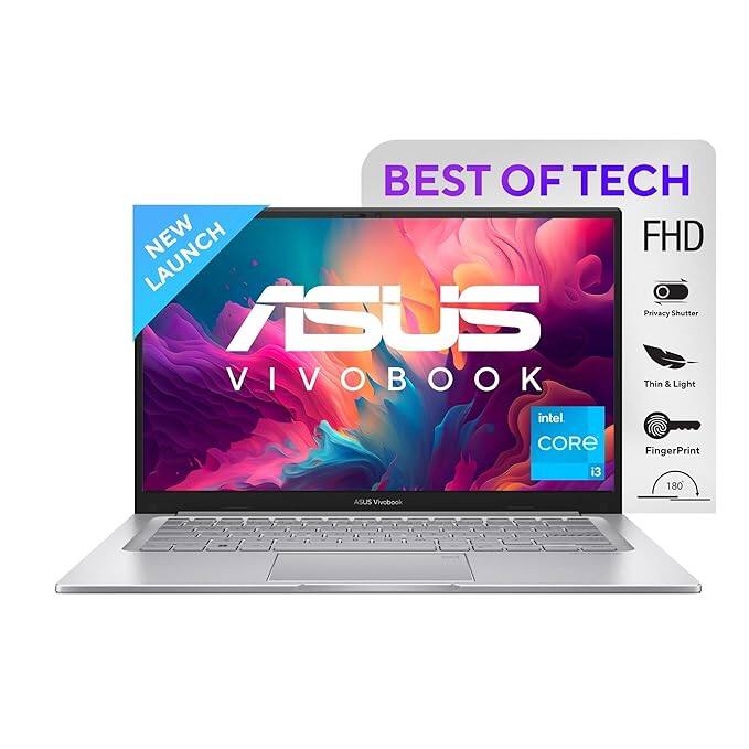 ASUS Vivobook 14, IntelCore i3-1215U 12th Gen, 14&quot; (35.56 cm) FHD, Thin and Light Laptop (8 GB RAM/512GB SSD/Win11/Office 2021/Fingerprint/42WHr /Silver/1.40 kg), X1404ZA-NK322WS