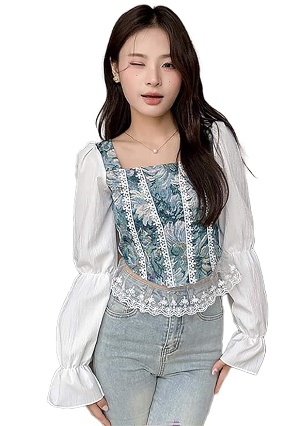 ICW Women French Retro Style Floral Corset Top