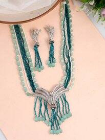 Silvermerc Designs Silver-Plated AD Stone-Studded Jewellery Set