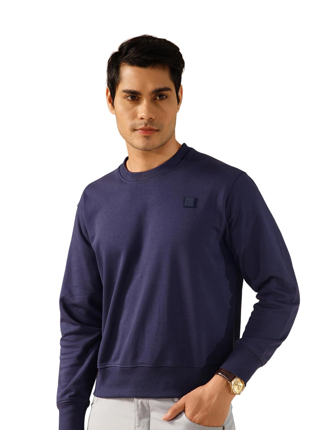 Modern Crew Solid Sweatshirt for Men | Cotton Regular Fit Full Sleeve Sweatshirts | ACE Luxe |