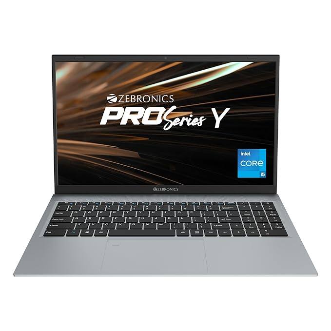 ZEBRONICS PRO Series Y NBC 2S, Intel Core 11th Gen i5 Processor 16GB RAM &amp; 512GB SSD Laptop, 15.6 Inch (39.6 CM), IPS Display, Ultra Slim, 38.5Wh Large Battery, Windows 11, Silver, 1.76 Kg