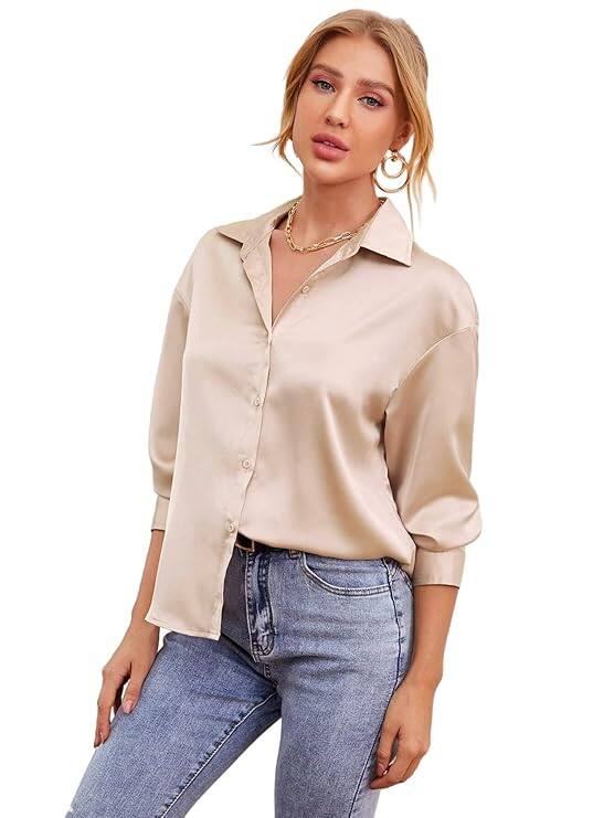 Bowrain Satin Silk Full Sleeve Shirt