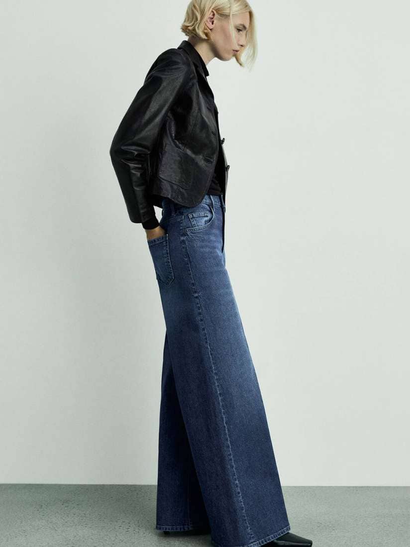 Mango Pure Cotton Wide-Leg Jeans