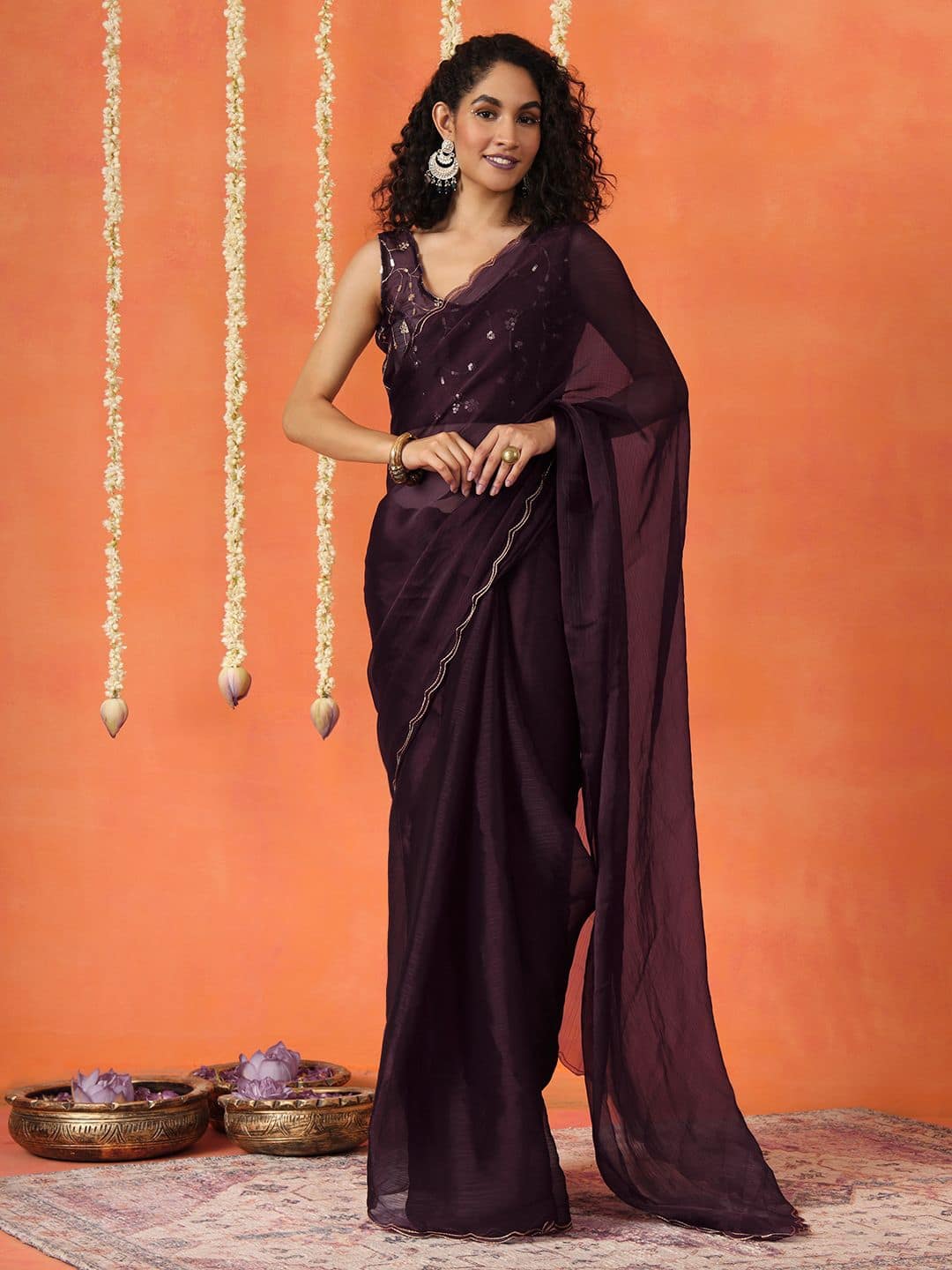 Tikhi Imli Sequinned Satin Saree