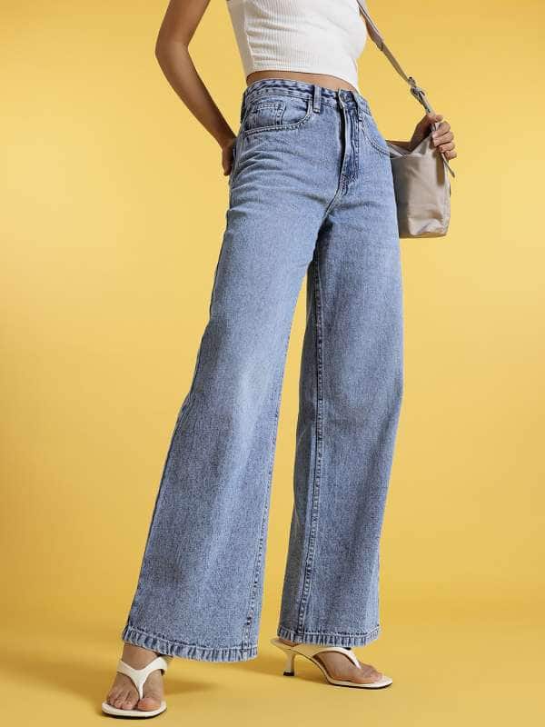Glitchez Retro Wide-Leg Faded Jeans