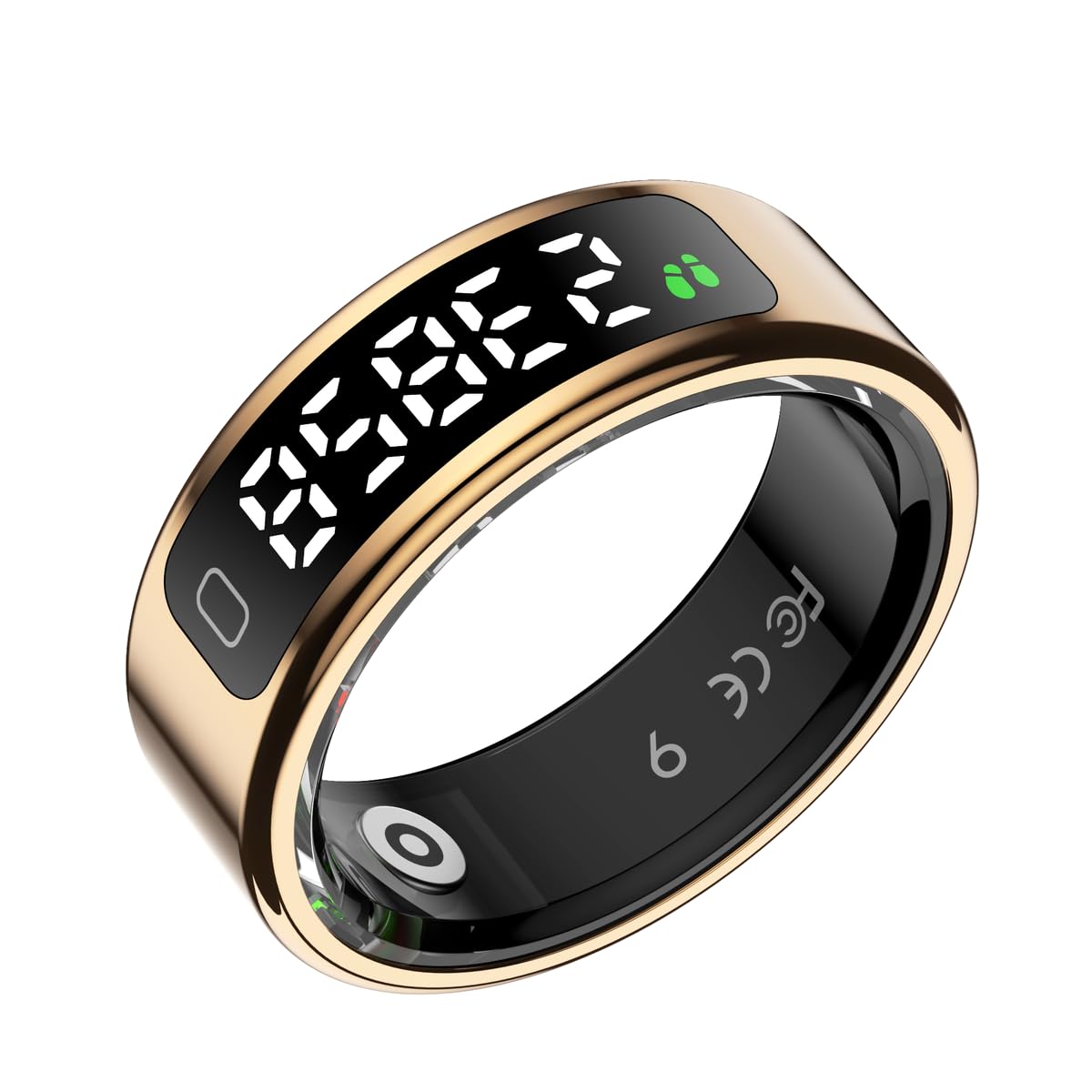 Smart Ring with LED Display, Rose Gold, Size 8