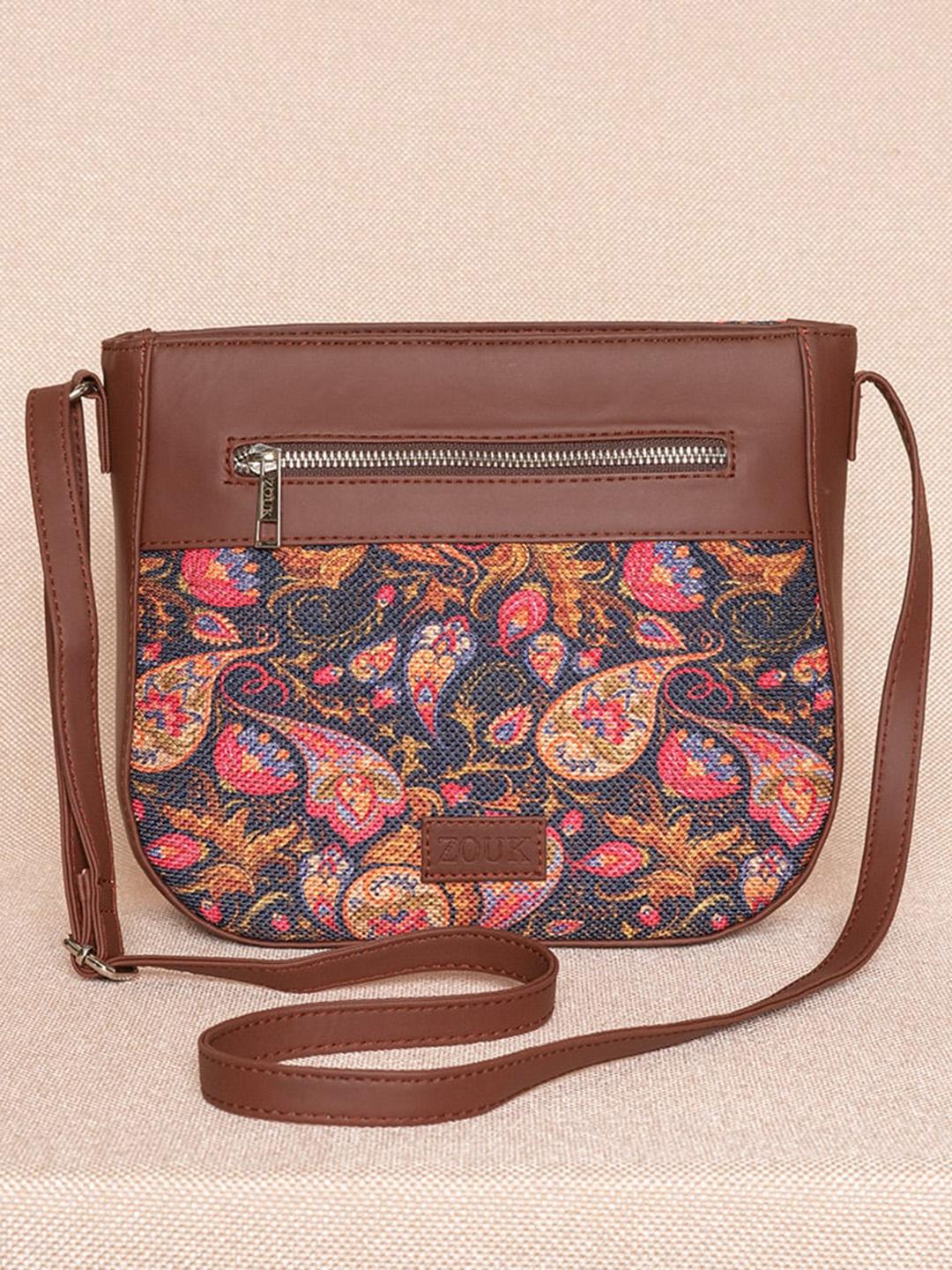 ZOUK Multicolored Floral Printed Structured Sling Bag