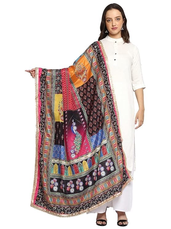 Weavers Villa Women's Poly Silk Digital Graphic Printed Ethnic Dupatta