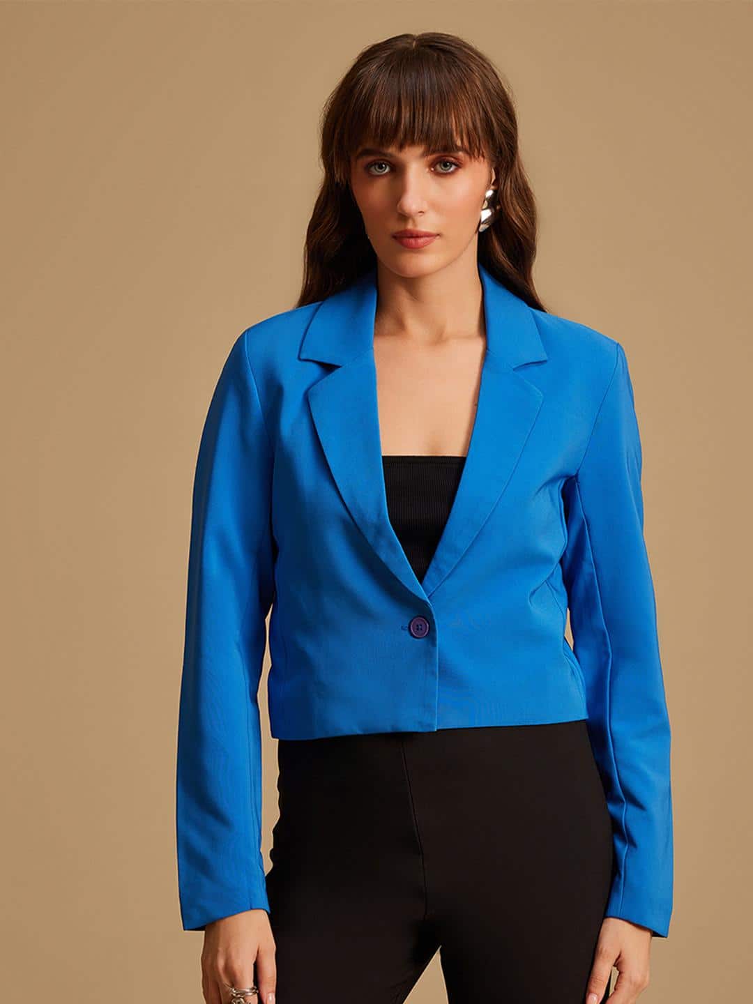 Kazo Lapel Collar Crop Blazer Kazo Lapel Collar Crop Blazer