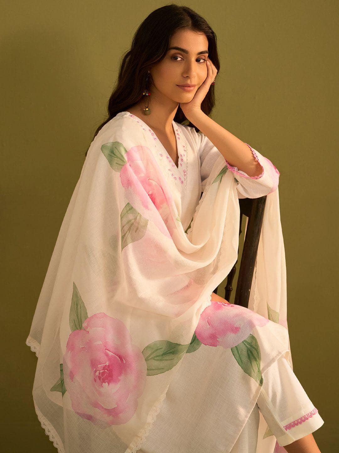 Indo Era Floral Printed Kurta Set
