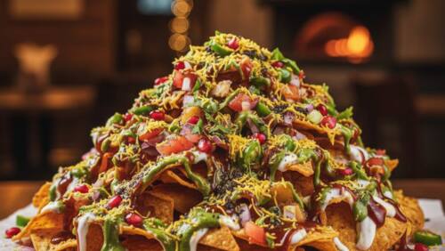 Desi Nachos with Chaat Toppings