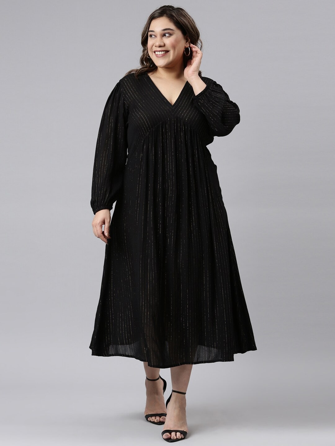 The Pink Moon Black Midi Dress