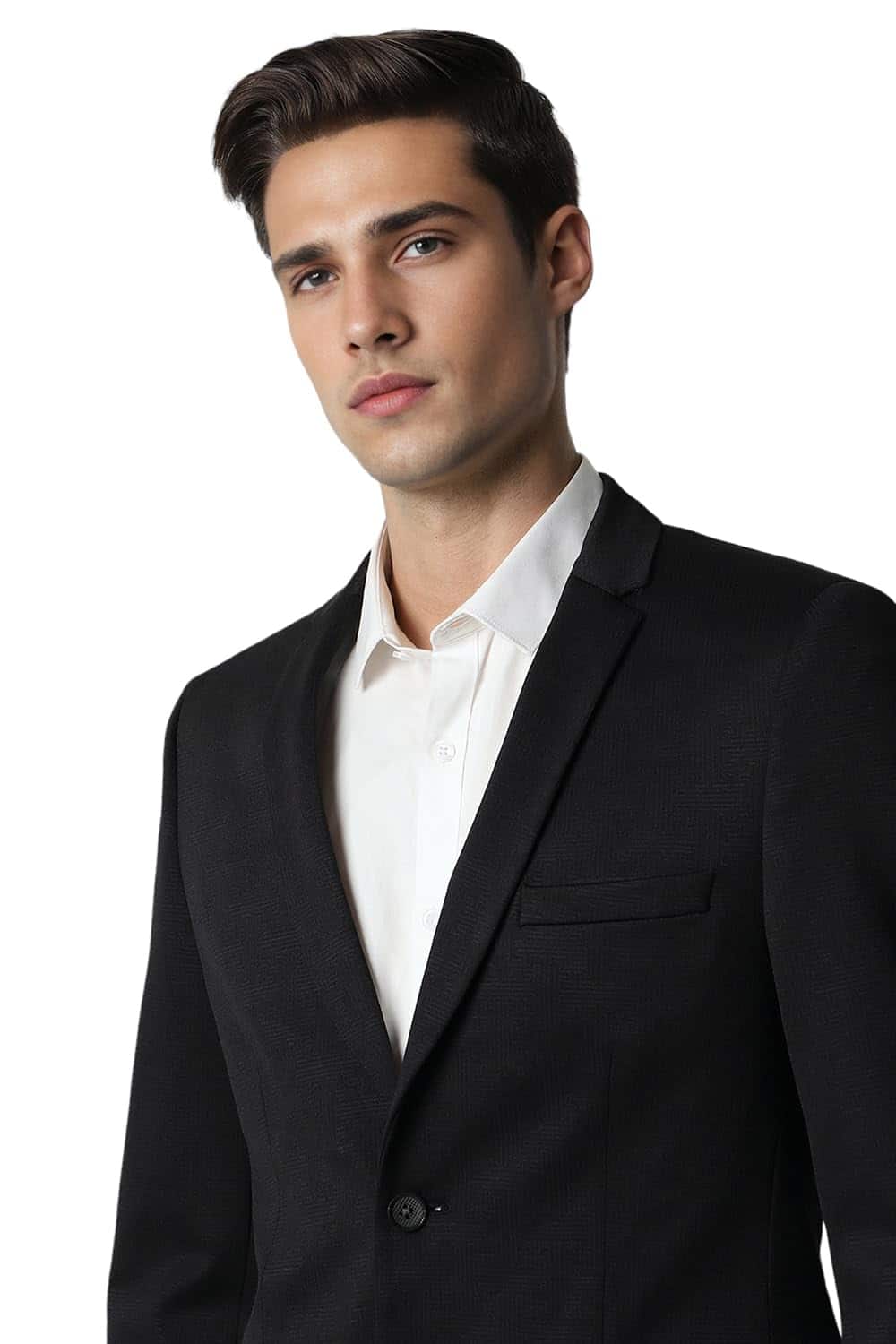  MANQ Men Black Slim Fit Solid Single Breasted Formal Blazer