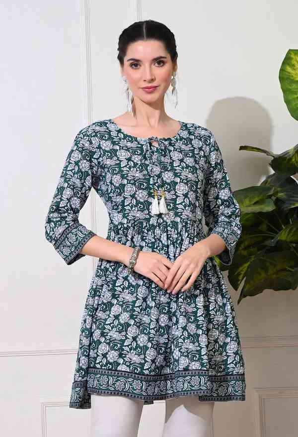 Glowworld Floral Printed Anarkali Short Kurta