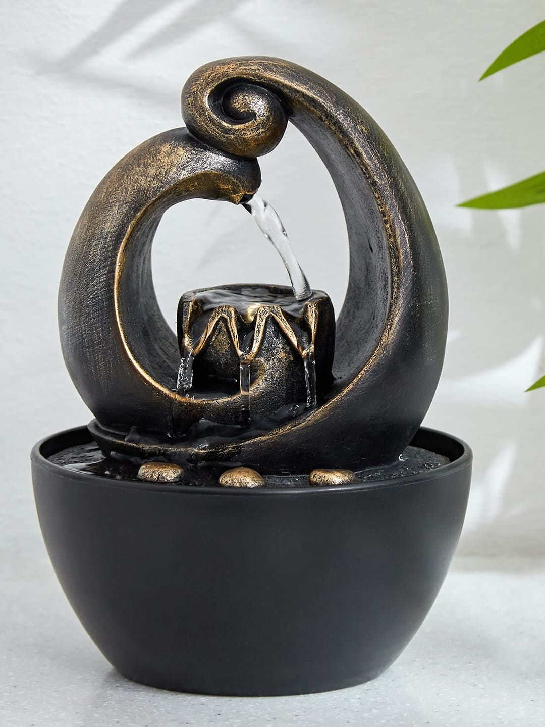  Home Centre Black &amp; Golden Polyresin Buddha Indoor Fountain