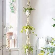  Homesake Set Of 2 Beige Macrame Plant Hangers Without Pot