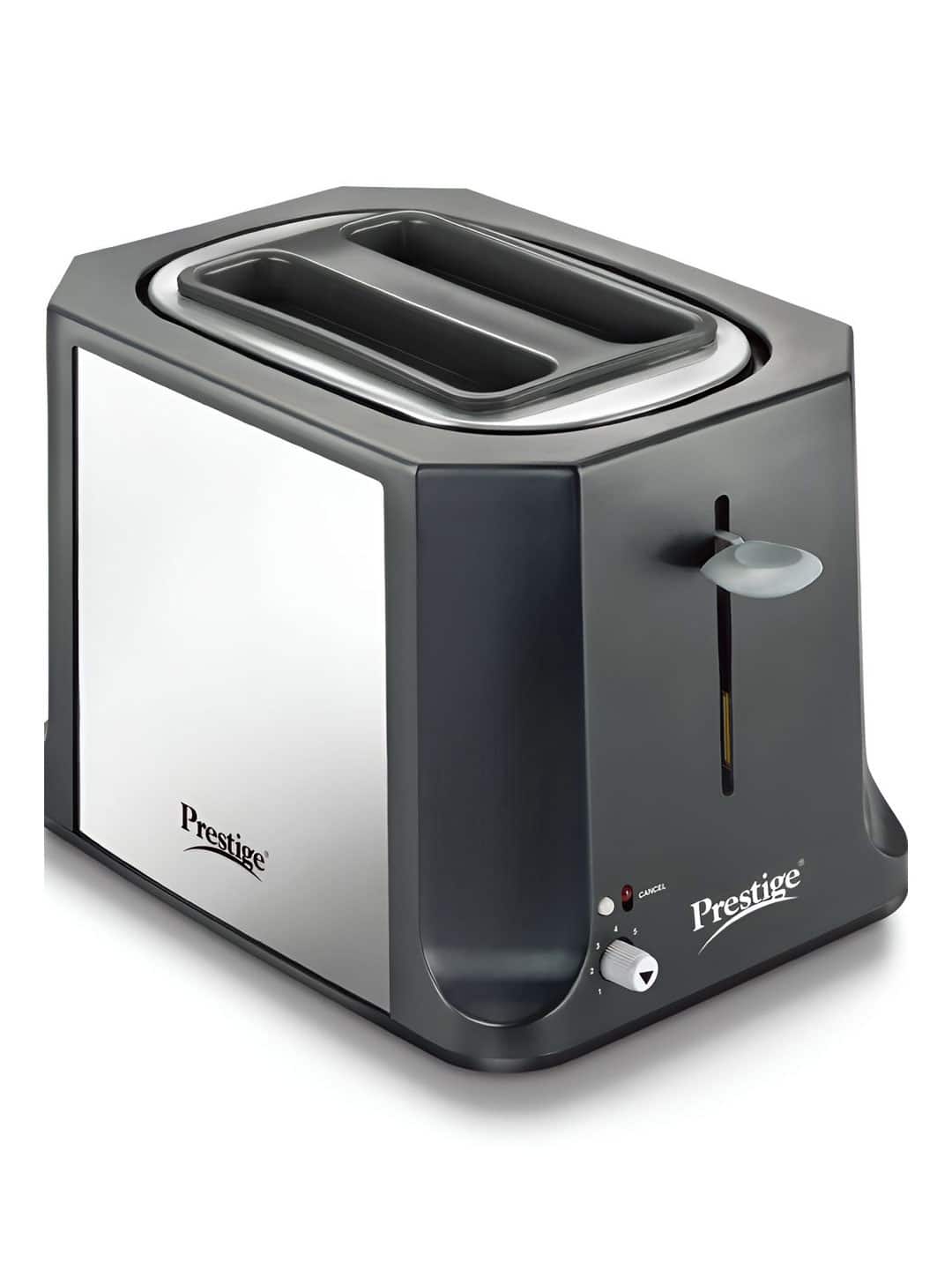 Prestige: Black & Grey Slice 750W Elegant Stainless Steel Finish Pop-Up Toaster Prestige: Black & Grey Slice 750W Elegant Stainless Steel Finish Pop-Up Toaster