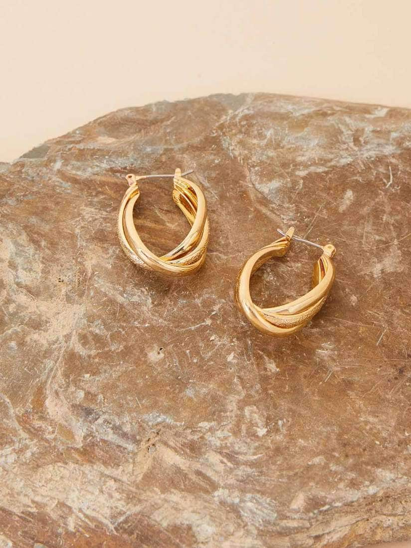 Accessorize Women Gold-Plated Contemporary Hoop Earrings