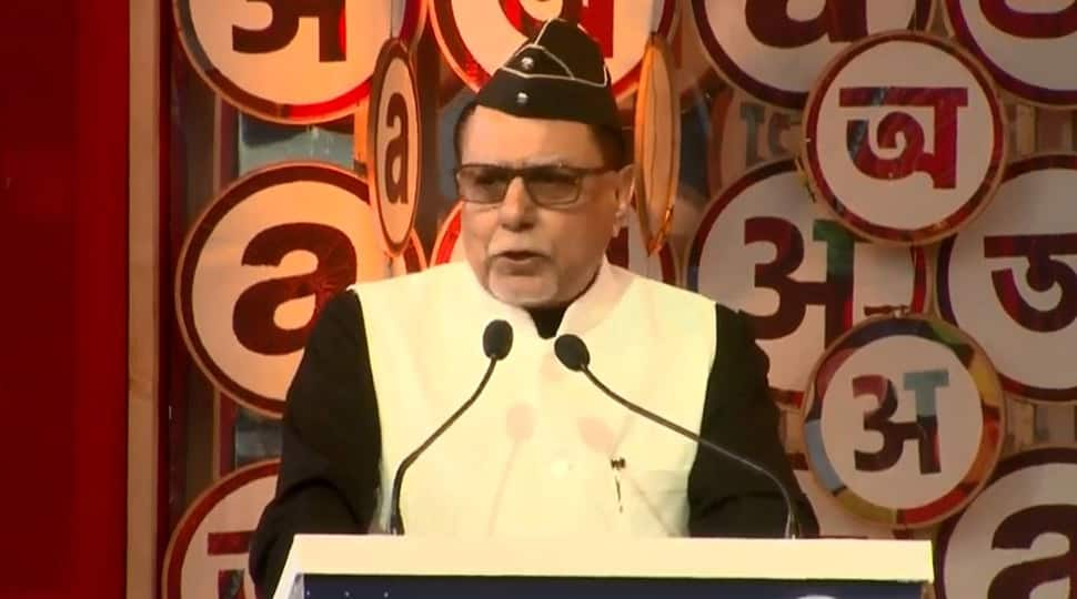 Rajya Sabha MP Subhash Chandra while addressing the audience at Arth, the cultural fest