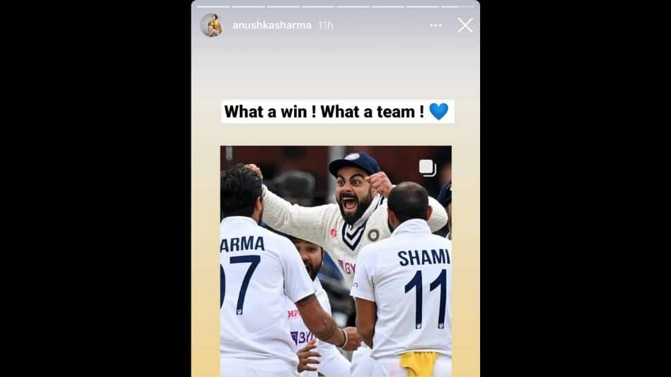 Congratulations to Virat Kohli and Team India on Anushka Sharma's Instagram story.  (source: Instagram)
