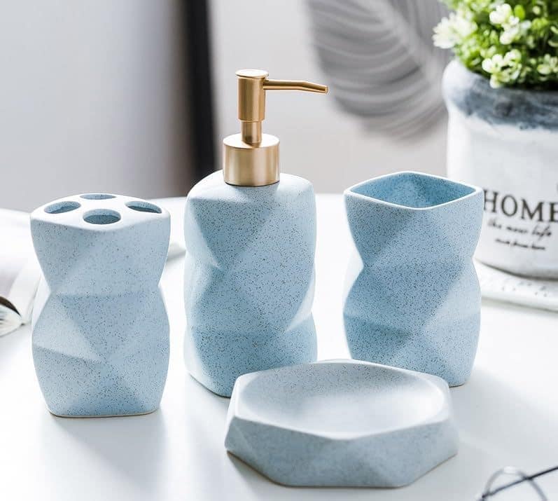 Kuber Industries Ceramic Bathroom Accessories Set