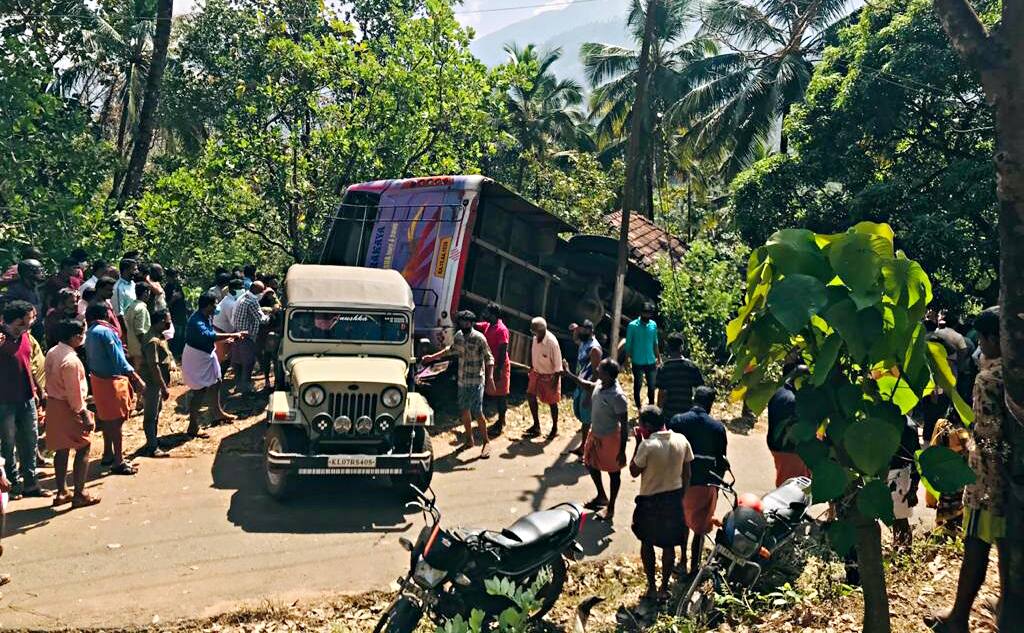 Bus accident on Karnataka-Kerala border