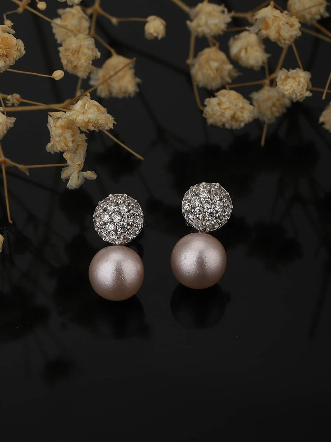 Carlton London Silver-Toned Rhodium-Plated Studs