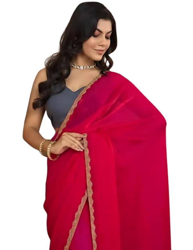 C J Enterprise Zimmy Choo Two-Tone Shaded Saree