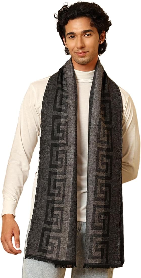 Tweedle Men Self Design Geometric Pattern Soft Woolen Muffler Tweedle Men Self Design Geometric Pattern Soft Woolen Muffler