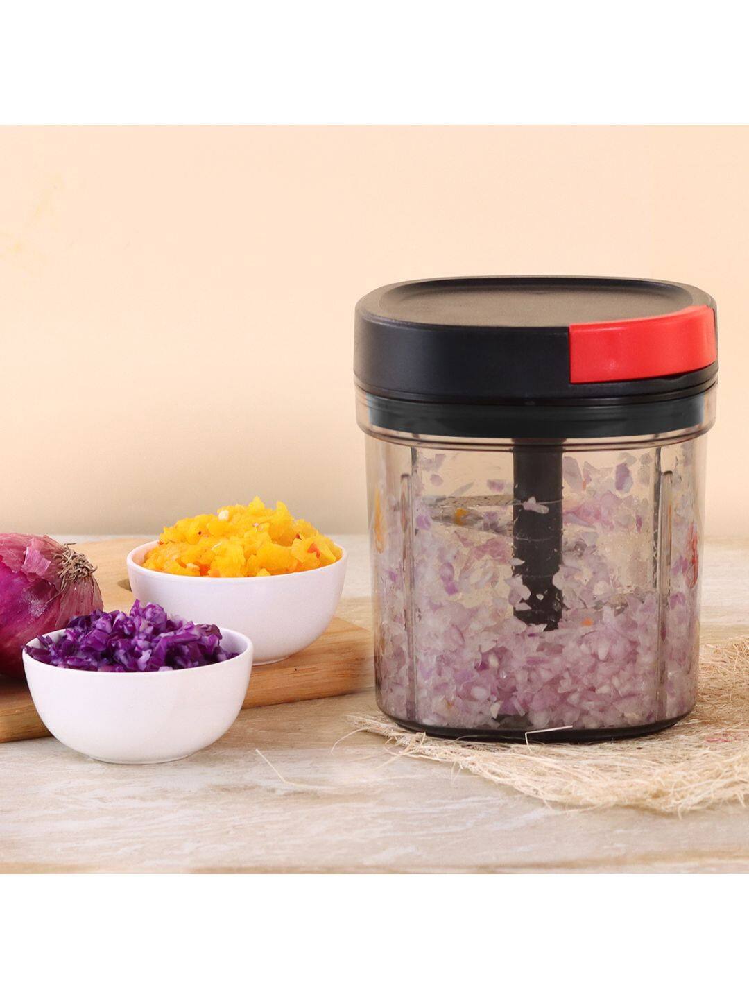 Wonderchef Transparent &amp; Black Solid Vegetable Chopper