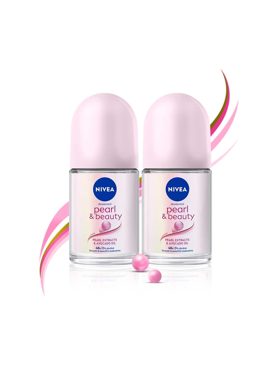 Nivea Women Set of 2 Pearl &amp; Beauty Deodorant Roll On with Avocado Oil - 50ml Each