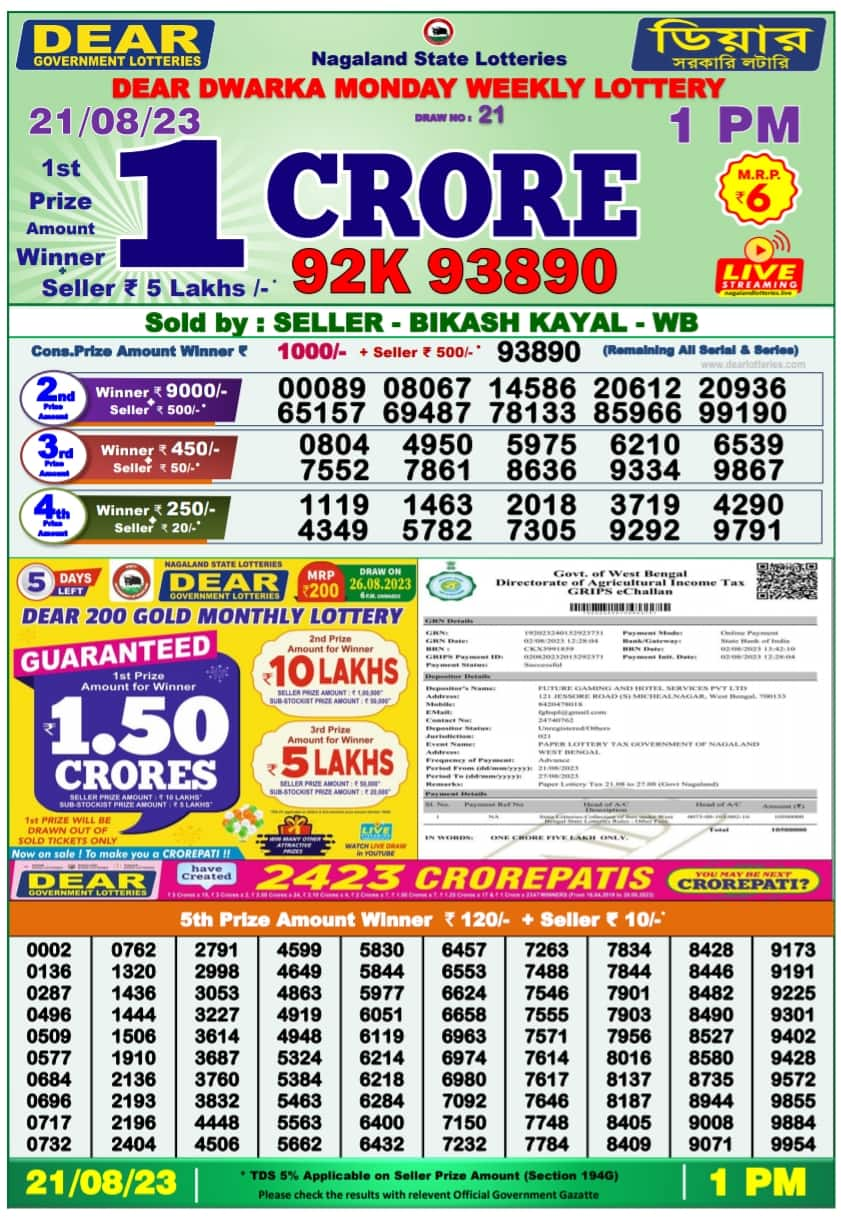 Monday lotto outlet 3832