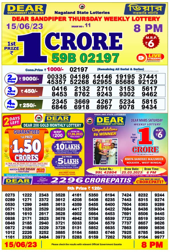 Lotto results sat clearance 15 june