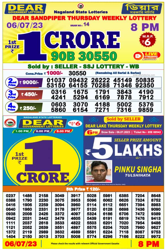 Lotto results for saturday clearance the 6th of july