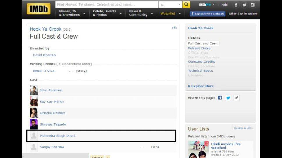 MS Dhoni IMDB