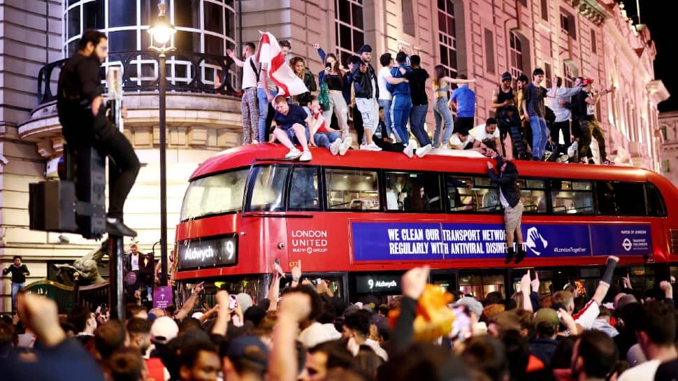 Fans celebrate England&#039;s win over Denmark in the UEFA Euro 2020 semifinal. (Photo: Reuters)