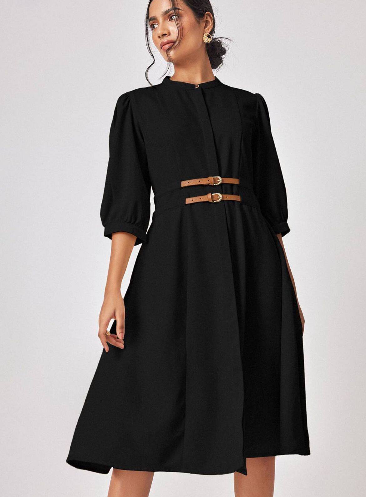 slim fit dress slacks DressBerry Floral Print Puff Sleeve Fit & Flare Dress  Myntra International