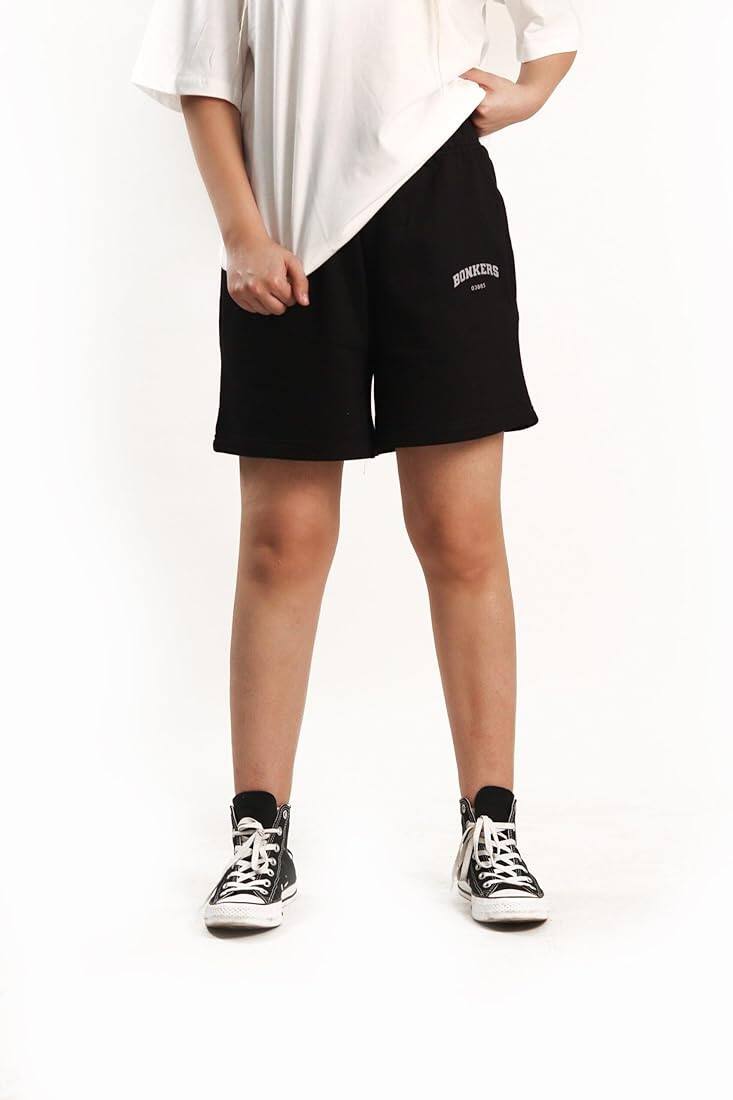 Bonkers Corner Women Black Regular Fit Mid-Rise Above Knee Cotton Shorts