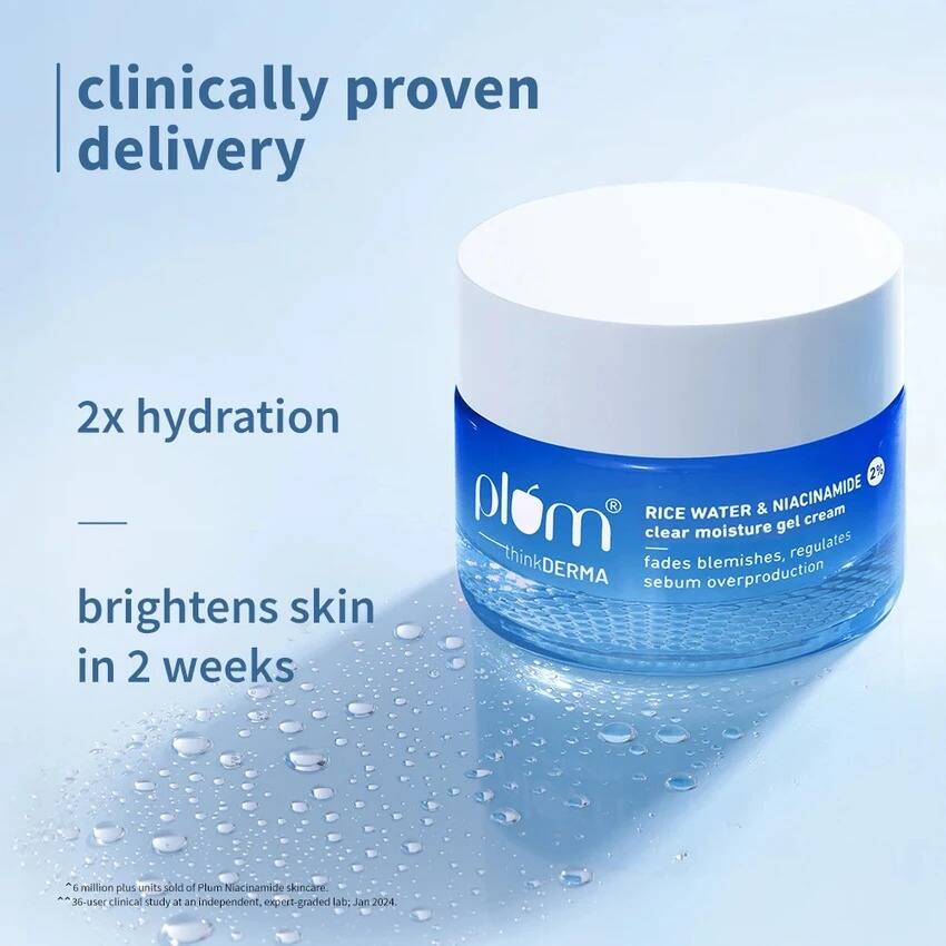 Plum 2% Niacinamide & Rice Water Gel Cream Moisturizer Plum 2% Niacinamide & Rice Water Gel Cream Moisturizer