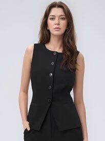  BAESD Round Neck Slim-Fit Waistcoat