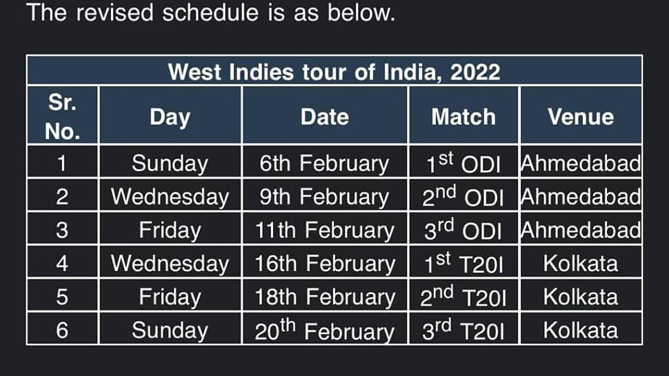 India Vs West Indies 2022 Schedule Ahmedabad And Kolkata To Host India Vs West Indies Odis And T20Is - Check  Full Schedule | Cricket News | Zee News