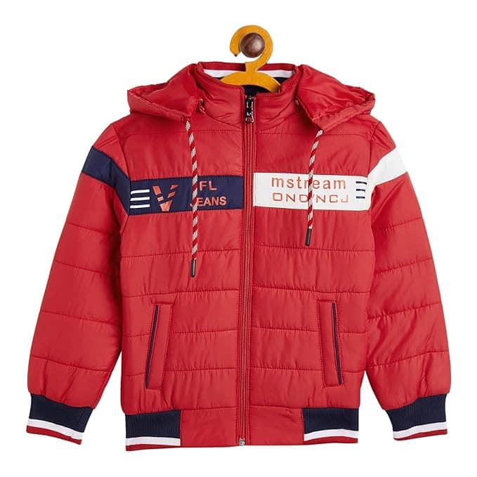 CAMEY Kids Boy's Regular Fit Hooded Bomber Jacket