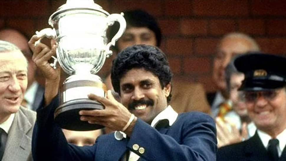 Kapil Dev holding the trophy after Team India defeated West Indies in the 1983 World Cup