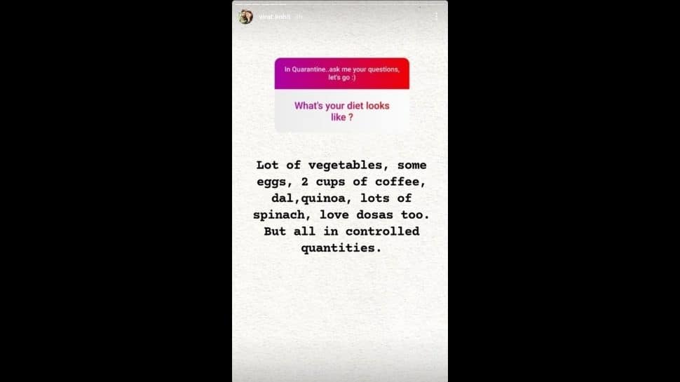 Virat Kohli&#039;s diet during quarantine. (Source: Instagram)