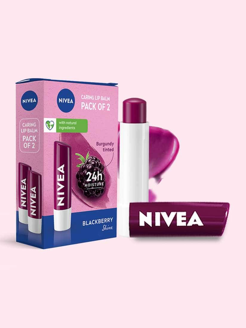 NIVEA Set of 2 Berry Shine 24H Melt-In Moisture Lip Balms