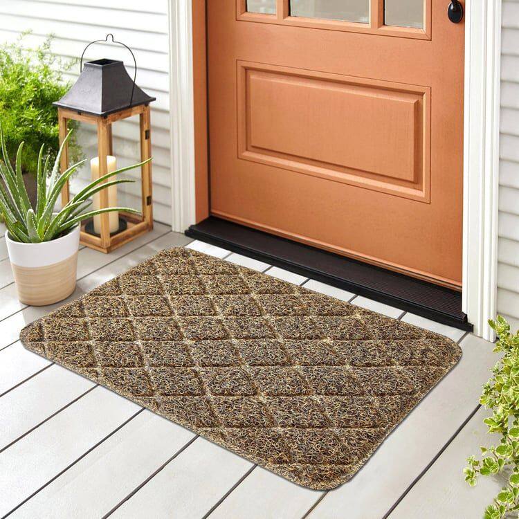 Home Centre Beige &amp; Brown Rectangular Anti-Slip Doormats