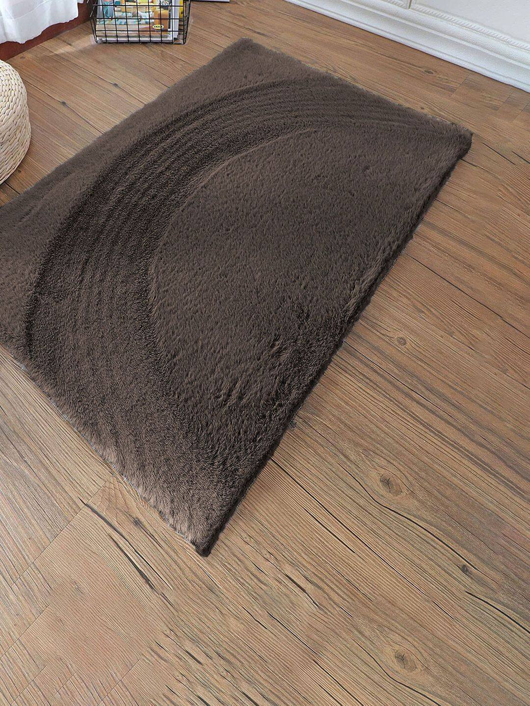 LUXEHOME INTERNATIONAL Coffee Brown Solid Rectangle Anti-Skid Doormats