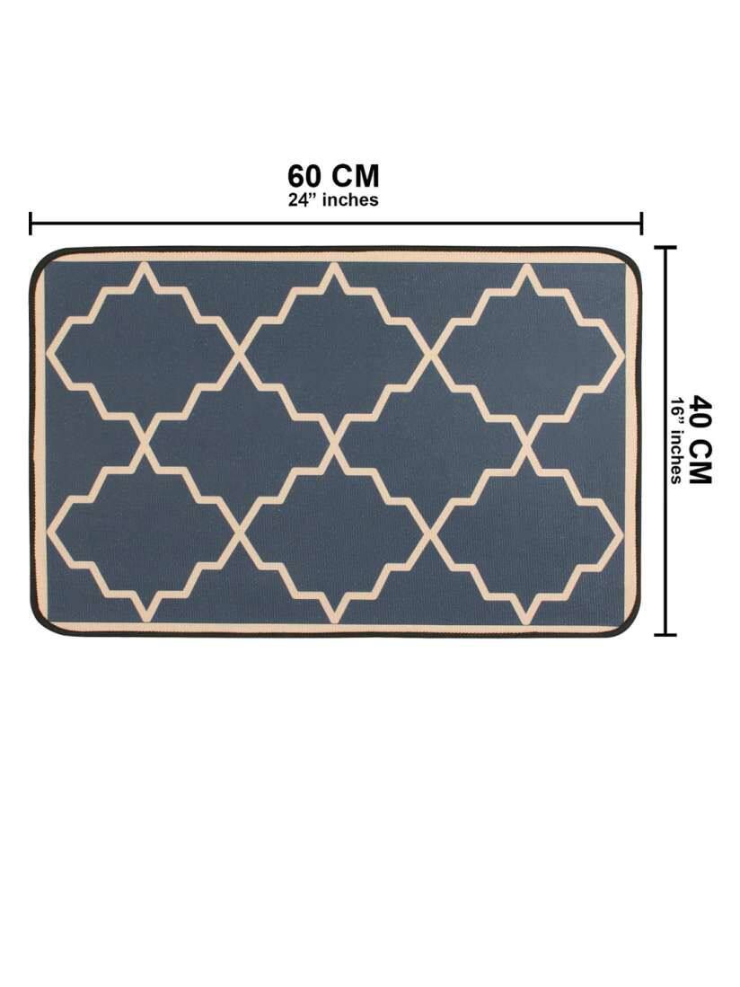 Story@home Blue Abstract Printed Anti-Slip Doormat