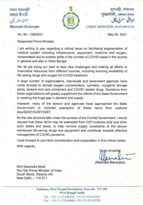 Mamata Banerjee write to Narendra Modi